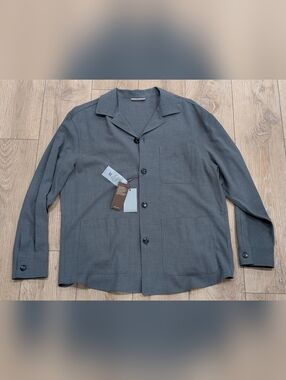 $1495 Mens CANALI "Nuvola" Wool/Silk/Linen Blend Shirt Jacket Gray 52 US 42 no